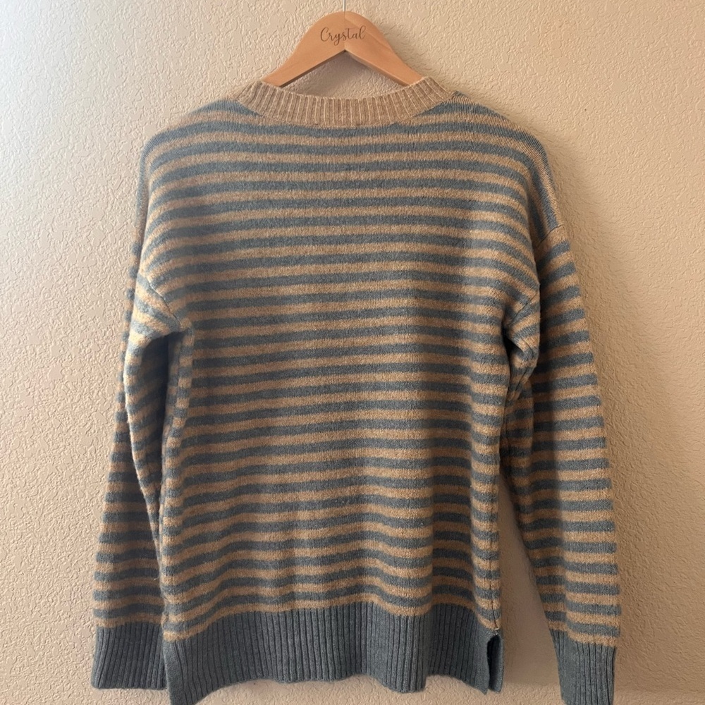 Tribal Women’s Blue and Tan Striped Crewneck Sweater - Picture 7 of 9